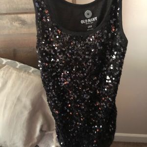Small, black, sequin, old navy, tank top